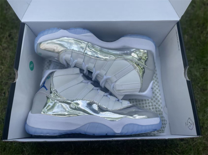 Authentic Air Jordan 11 White Silver