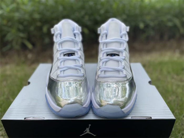 Authentic Air Jordan 11 White Silver