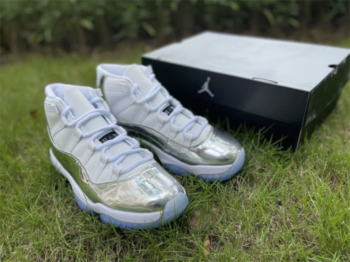 Authentic Air Jordan 11 White Silver