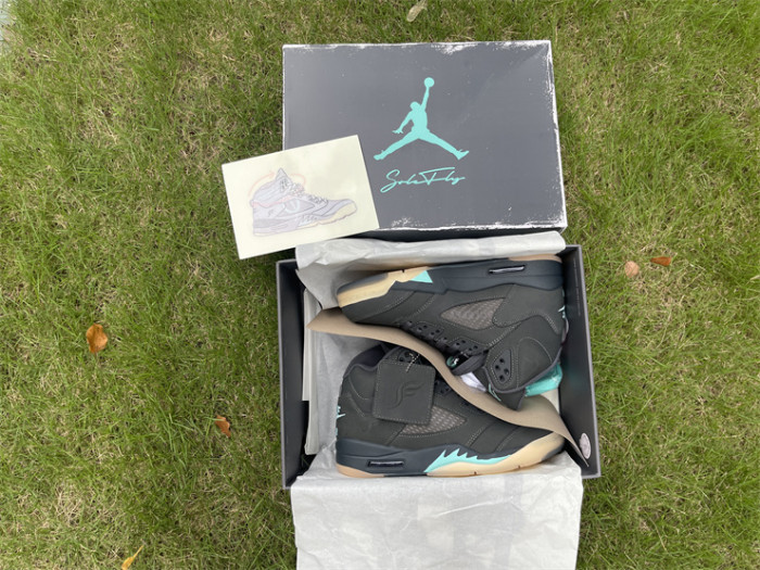 Authentic Air Jordan 5 Retro SoleFly Black Aurora Green