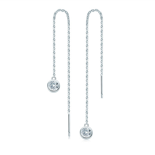 Simple Fringed Moissanite Sterling Silver Earrings