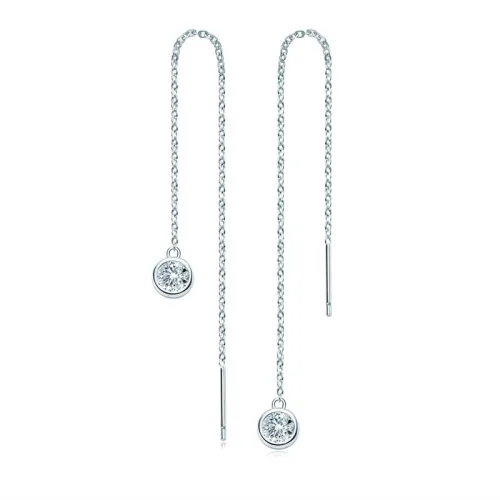 Simple Fringed Moissanite Sterling Silver Earrings