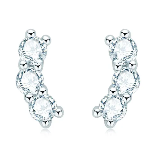 Simple Compact Moissanite Sterling Silver Earrings
