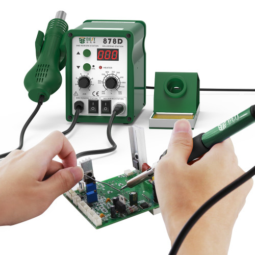 BST-878D Automatic Electronics Repair Phone Hot Air Blower Heat Gun SMD Rework Station Digital Desoldering Soldering Station