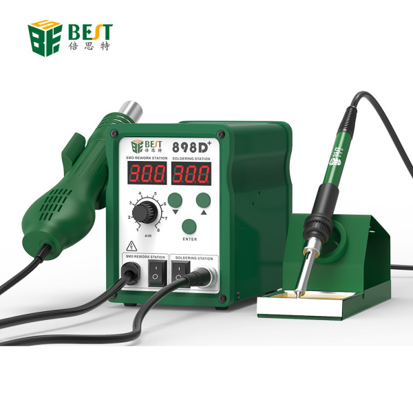 BST-898D+ Imported Heating Element Digital Lead-free 2 in 1 700w SMT PCB Rework Best Hot Air And Station with Soldering station