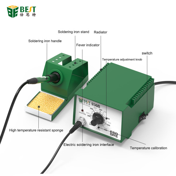 BEST 936B 110v/220V Anti-static SMD Desolder Welding Station, ESD Temperature Controlled Automatic Soldering Iron