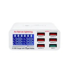 Sunshine SS-304Q 6 Ports USB for iPhone Andorid iPad Tablet Charger Quick Charge 3.0 Digital Display Fast Charging Device