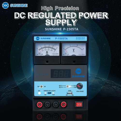 P-1505TA 15V 5A DC Power Supply With USB Port Portable Voltage Regulator LED Digital Display Charging Phone Laptop RepairTool