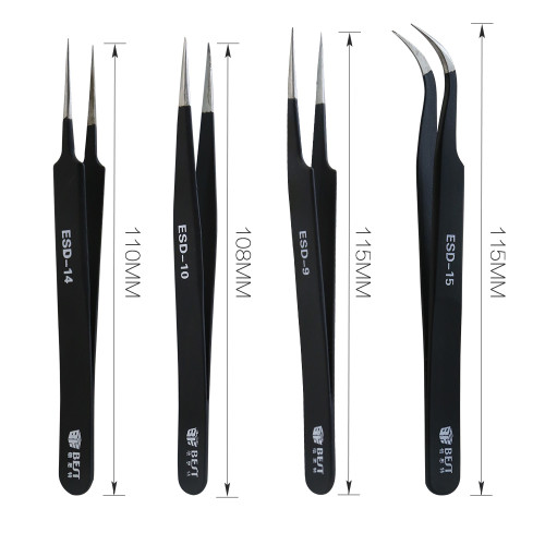 Hand Tool Pincers Electronics Forceps Curved Straight Anti-Static Stainless Steel Tweezers Set