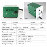 BST-863 NEW Technology High Power 1200W Digital Touch Screen Display Automatic BGA SMD ESD Hot Air Rework Solder Station