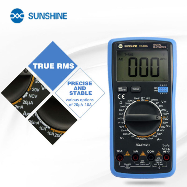 Sunshine DT-890N Meter Handheld LCD Screen Multimeter Digital MultiMeter Intelligent Voltage Current Test