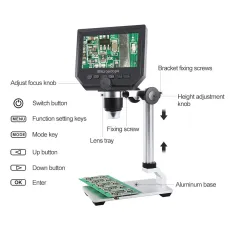 Portable 600X Digital USB Microscope Magnifier Al-alloy Stent 4.3  LCD Electron HD Video Microscopes Camera