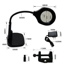 2 in 1 Lighted Magnifier Desk Flexible Practical LED Magnifying Lamp with C Clamp and Base Holder
