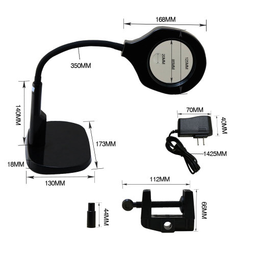 2 in 1 Lighted Magnifier Desk Flexible Practical LED Magnifying Lamp with C Clamp and Base Holder