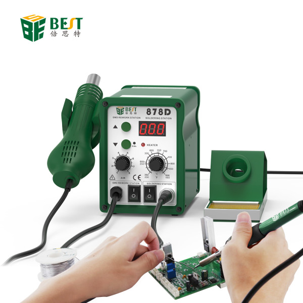 BST-878D Automatic Electronics Repair Phone Hot Air Blower Heat Gun SMD Rework Station Digital Desoldering Soldering Station