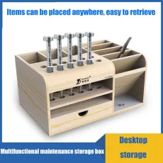 Tool Guide Wooden Storage Box Screwdriver Tweezers Holder Mobile Phone Repair Desktop Reception Tool Parts Box