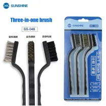Sunshine SS-046 3 in1steel brush Gold/Silver/Anti-static Steel Cleaning brush dust removal mobile phone repair tools Maintenance