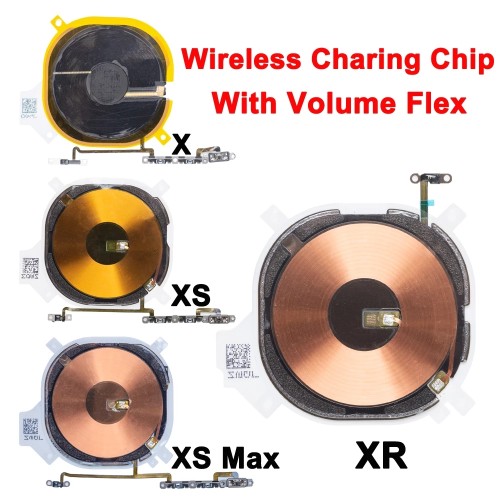 Volume Switch Flex Cable & Wireless Charging Chip Coil Replacement Partsfor iPhone 8G 8 Plus X XS Max 11 Pro Max  Charger Panel Sticker Flex Cable