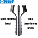 Sunshine SS-046 3 in1steel brush Gold/Silver/Anti-static Steel Cleaning brush dust removal mobile phone repair tools Maintenance