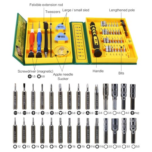 BST-8921 38 in 1 High quality Screwdriver Set Opening mobile phone Pry Repair Tool kit for iPhone iPad Android Tablet PC Laptop