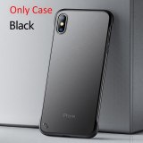 Frameless Case For iPhone 7 Case Transparent Matte Hard Phone Cover For iPhone XR XS Max X 7 6 6s 8 Plus With Finger Ring Case
