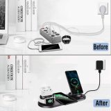 6 in 1 Wireless Charger Station Portable Qi Fast Charging Dock Stand for AirPods Pro/AirPods/iPhone/Samsung/Huawei/HTC/Sony
