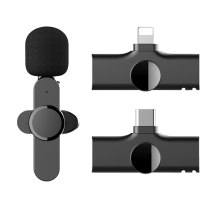 EP033 WirelessLavalier Microphone Mini Lapel ClipMic for Recording Vlog Interview for iPhone Android Smartphone  Vlogging Record