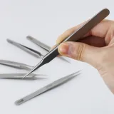 BST-Matt tweezers Pointed Straight Curved Eyelash Tweezers Stainless Steel Anti-Static Eyelash Tweezers Tool