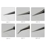 BST-Matt tweezers Pointed Straight Curved Eyelash Tweezers Stainless Steel Anti-Static Eyelash Tweezers Tool
