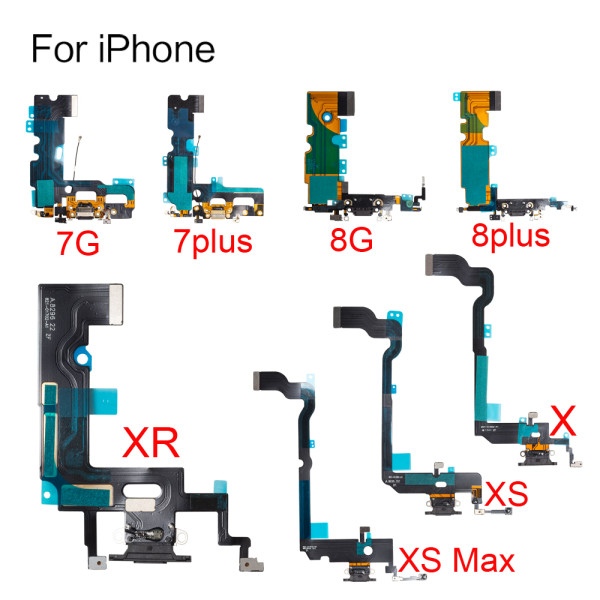 Original Charging Port Dock Connector Flex Cable for iphone 7G 8G 6SP 7plus 8plus X XR XS MAX USB Microphone Repair Part