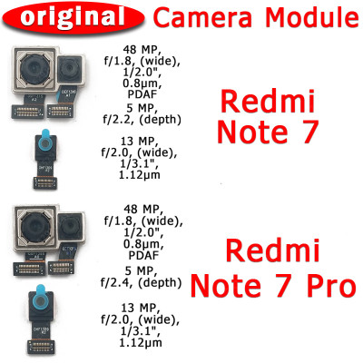 Original Front and Rear Back Camera For Xiaomi Redmi Note 7 Pro Main Facing Camera Module Flex Cable Replacement Spare Parts