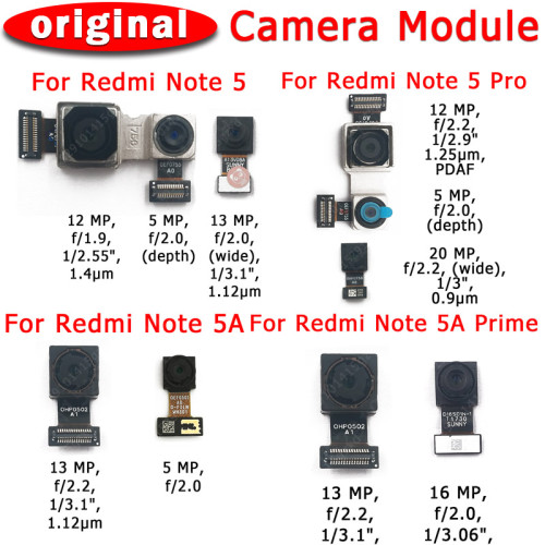 Original Front Rear Back Camera For Xiaomi Redmi Note 5 Pro 5A Prime Main Facing Camera Module Flex Cable Replacement Parts