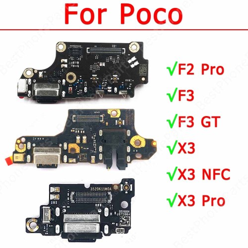 Original Charge Board For Xiaomi Mi Poco F2 Pro F3 GT X3 NFC Charging Port Ribbon Socket Usb Connector Pcb Dock Flex Spare Parts