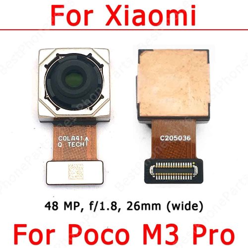 Original Rear Back Camera For Xiaomi Mi Poco M3 Pro Main Backside Big Camera Module Flex Cable Replacement Spare Parts