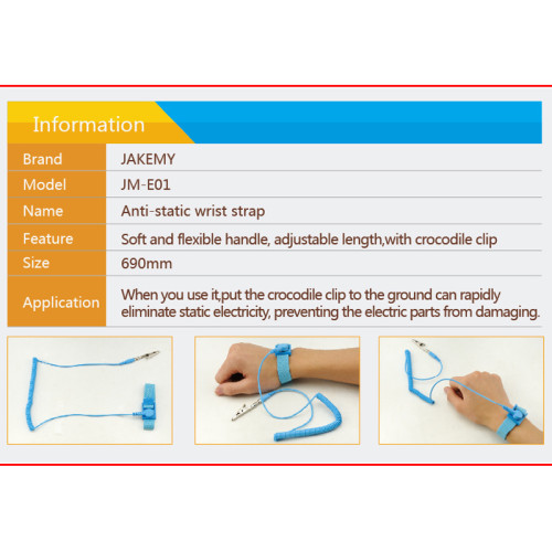 JAKEMY Anti Static Bracelet ESD Wrist Strap for Sensitive Electronics Repair Tools Grounding Static-Release Wristband With Clip