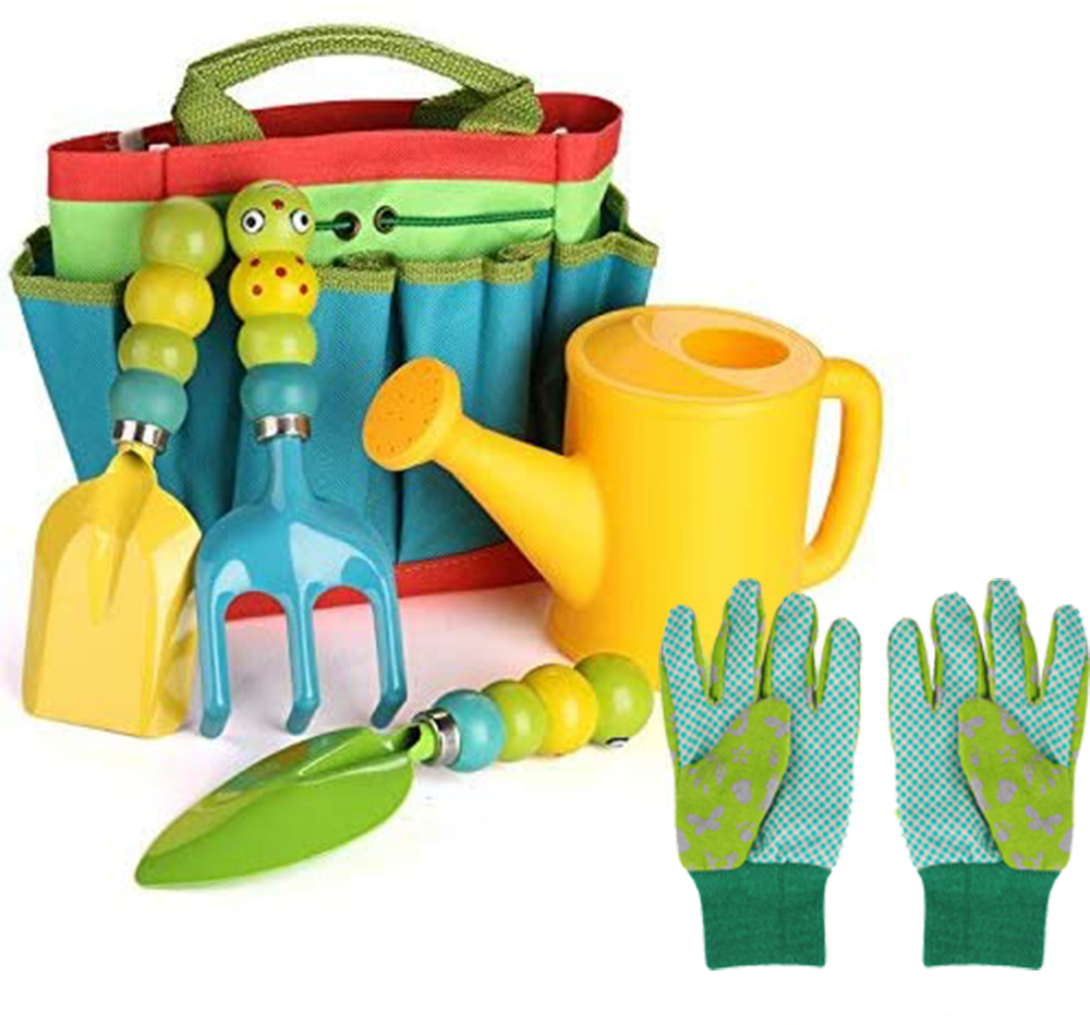 childrens gardening tools and gloves