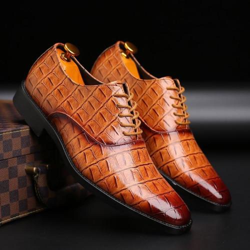 Crocodile Pattern Men Business Leather Shoes