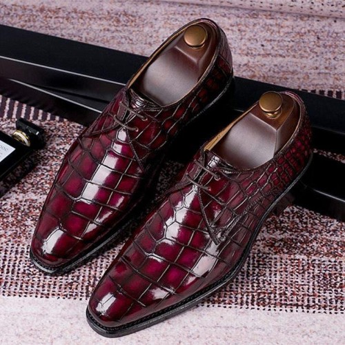 Men's Handmade Alligator Lace-up Dress Shoes
