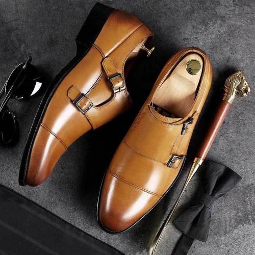 Men's Leather Shoes With Buckle