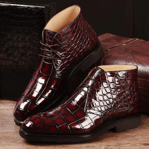 Men's Alligator Leather Lace Up Boots