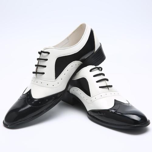 Trend Brogue Shoes Splicing Pointed Toe Flats Leather Formal