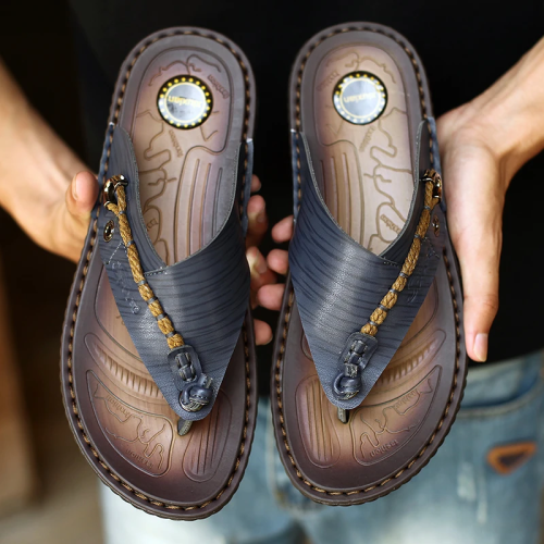 Men's Genuine Leather Casual Sandals Flip Flops