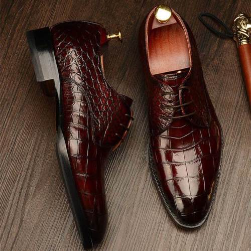 Formal Alligator Leather Lace Up Dress Shoes