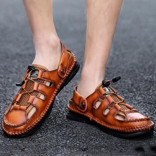 Men'S Summer Cowhide Elastic Outdoor Sandal