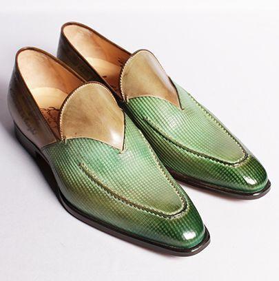 Green Weaven Pattern Dress Shoes