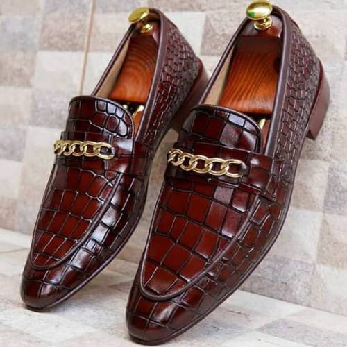 Brown Classic Crocodile Loafers