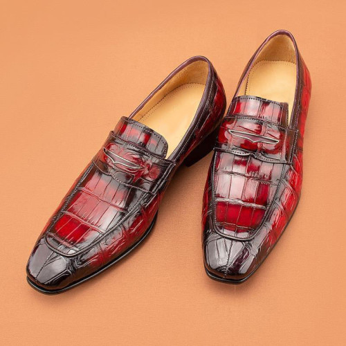 Red Crocodile Men's Loafers