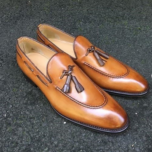 Men Latest Design Handmade Leather Tassel Shoes