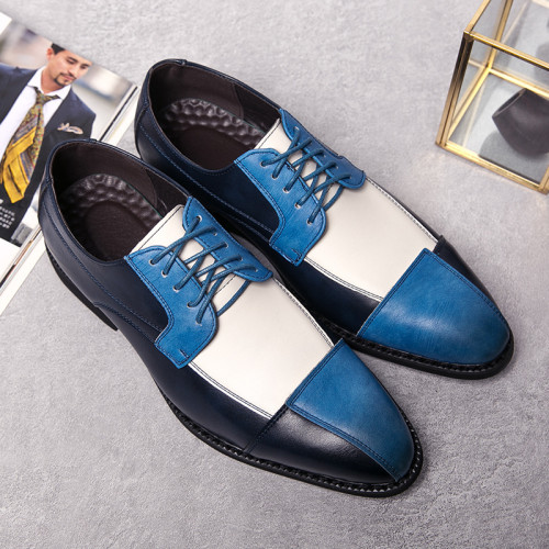 Men's Formal Dress Fashion Contrast Color Business Leather Shoes