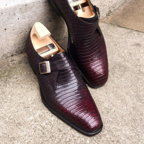 Business Wine Red Single Buckle Shoes